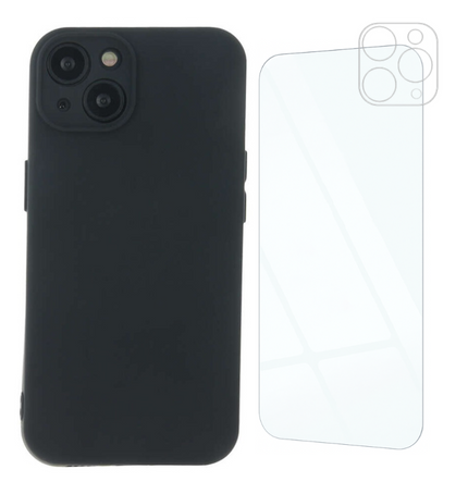 Etui do iPhone 15 Pro Max czarne + Szkło na ekran + Szkło na aparat