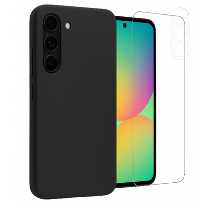 Etui do Samsung S23 FE czarne + Szkło na ekran + Szkło na aparat