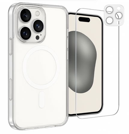 Etui do iPhone 16 Pro Max MagSafe + Szkło na ekran + Szkło na aparat